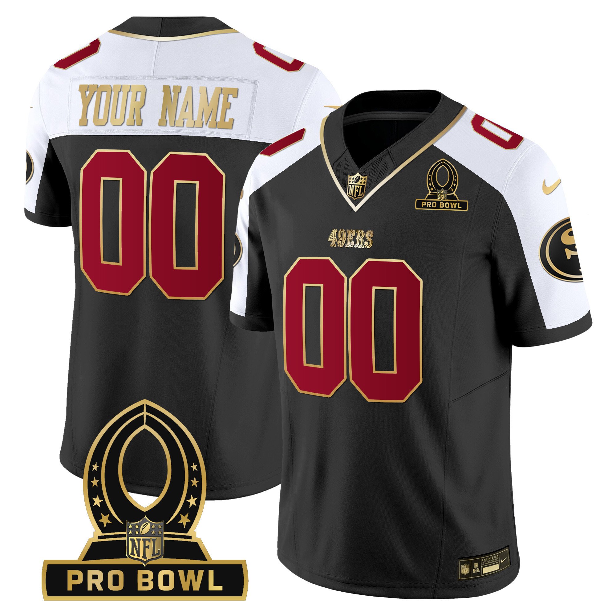 49Ers 2024 Pro Bowl Patch Vapor Custom Jersey – All Stitched