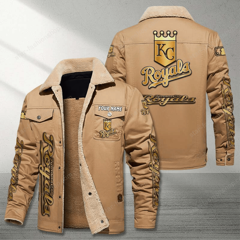 Kansas City Royals Brown Custom Name Stand Collar Jacket