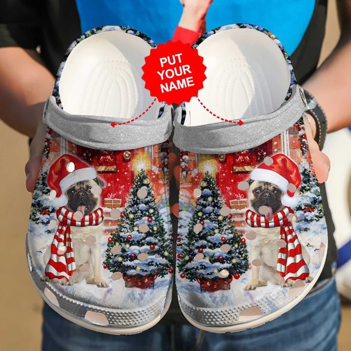 Dog Crocs - Pug Christmas Custom Clog Shoes