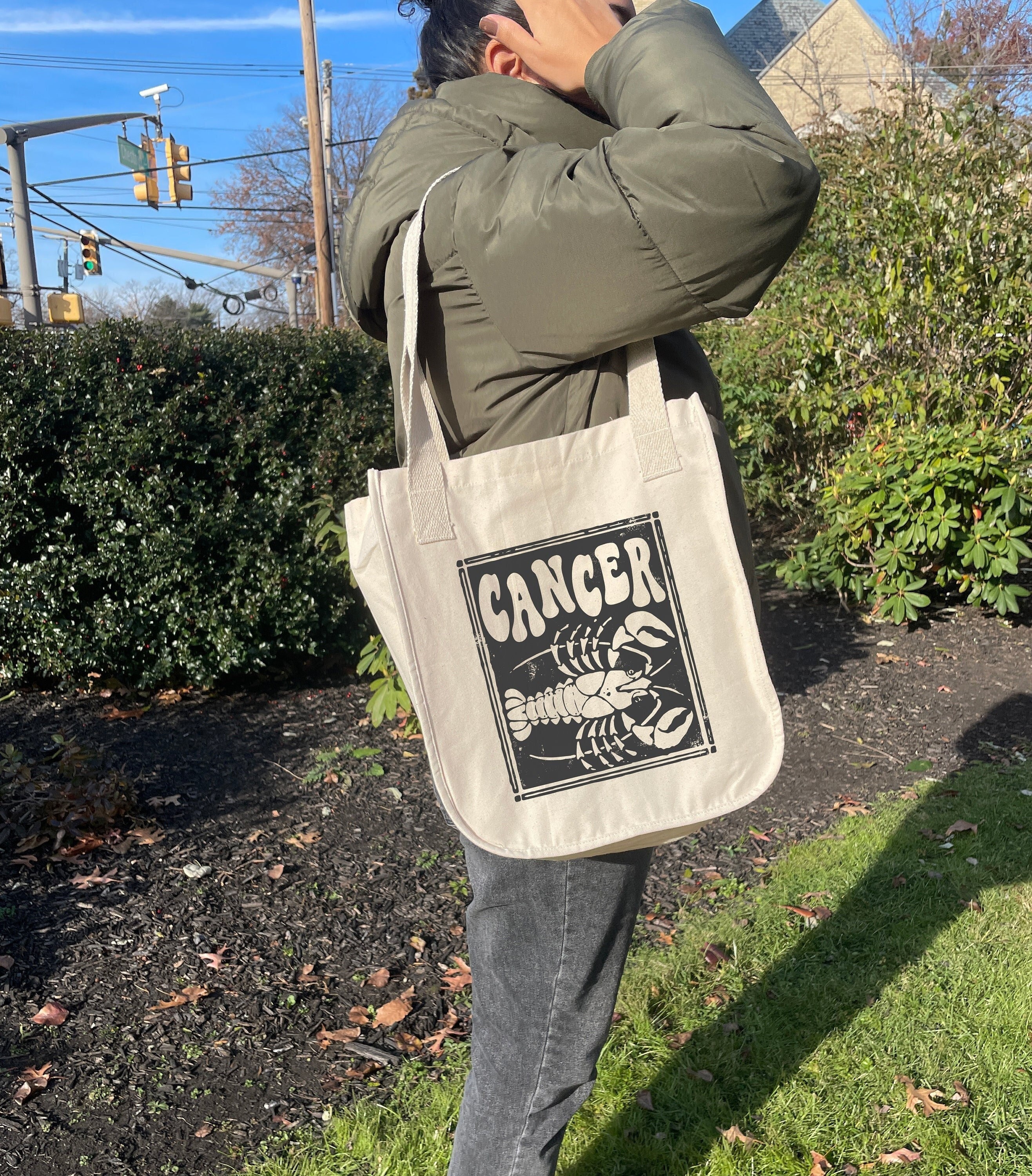 Cancer Aesthetic Tote Bag Trendy Tote Bag Zodiac Gift Cancer Birthday Gift Astrology Clothing Indie Clothes Cute Organic Cotton Market Bag