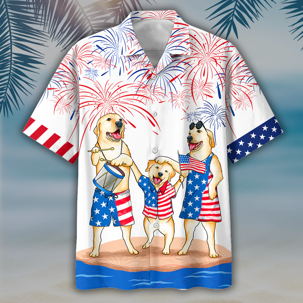 Pig Hawaiian Shirt All Over Printed For 4Th Of July, Patriotic Hawaii Aloha Shirt Short Sleeve For Men And Woman