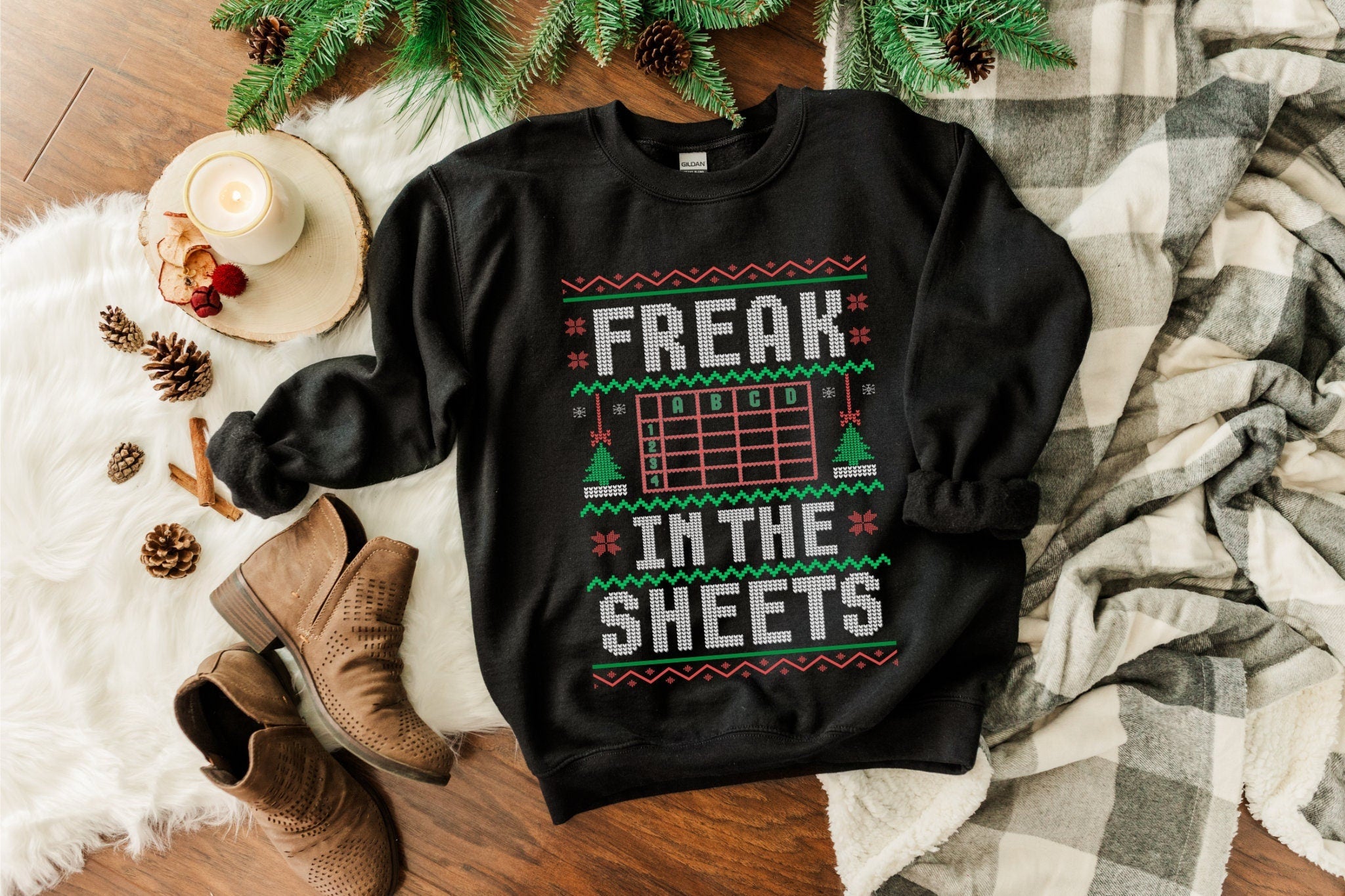 Freak In The Sheets Christmas Sweater, Funny Christmas Shirt, Ugly Christmas Sweater, Christmas Sweatshirt For Work, Spreadsheet Sweatshirt Shirtifyco Style -