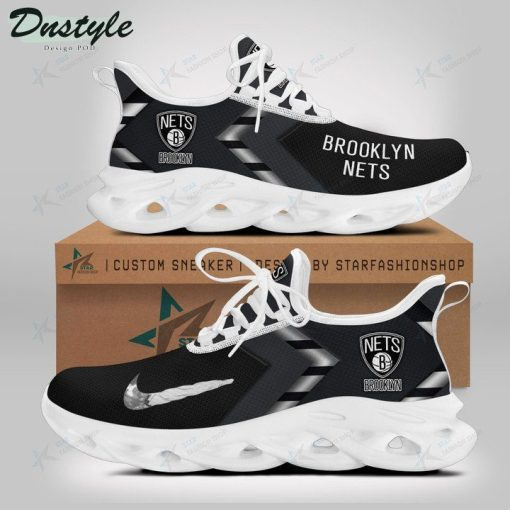 Brooklyn Nets Black Grey 3D Max Soul Sneaker Shoes