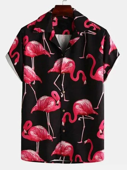 Mens Summer Flamingo Hawaiian Shirt, Summer Gift For Men And Women