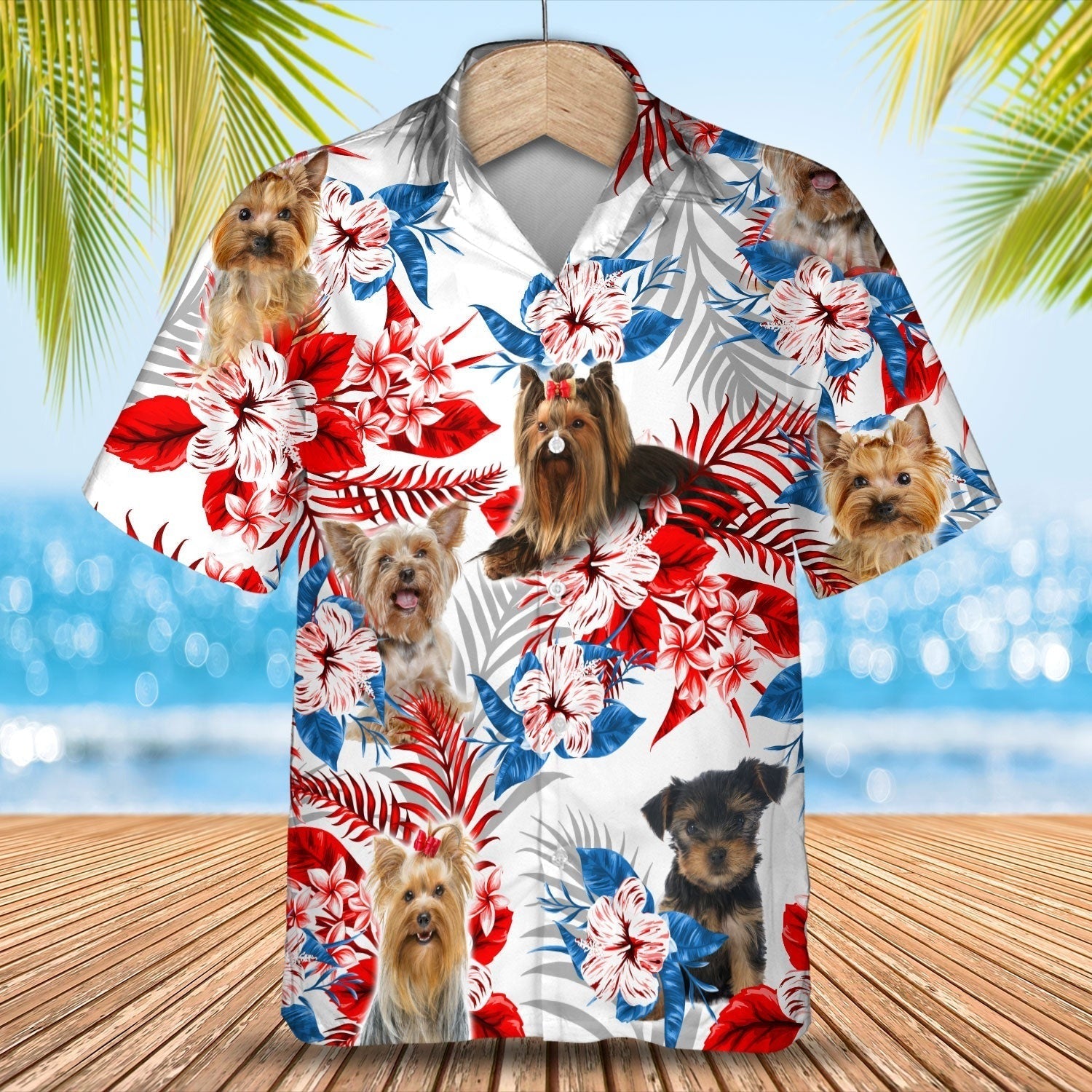 Yorkshire Terrier Hawaiian Shir For Men And Woman, 3D Full Print Dog And Flower Aloha Beach Shirts