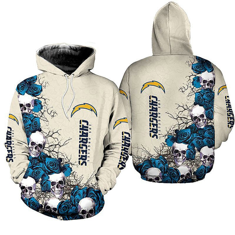 Sport-Team Los Angeles Chargers Creamy Blue Skull Pullover Hoodie Aop Shirt