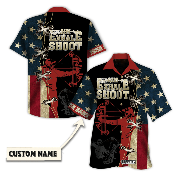 American Archery Aim Exhale Shoot Hawaiian Custom Name Hawaiian Shirt