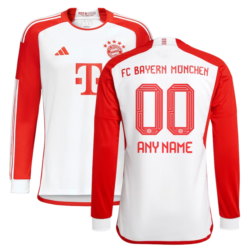 Bayern Munich Shirt 2023/24 Home Custom Long Sleeve Jersey – White