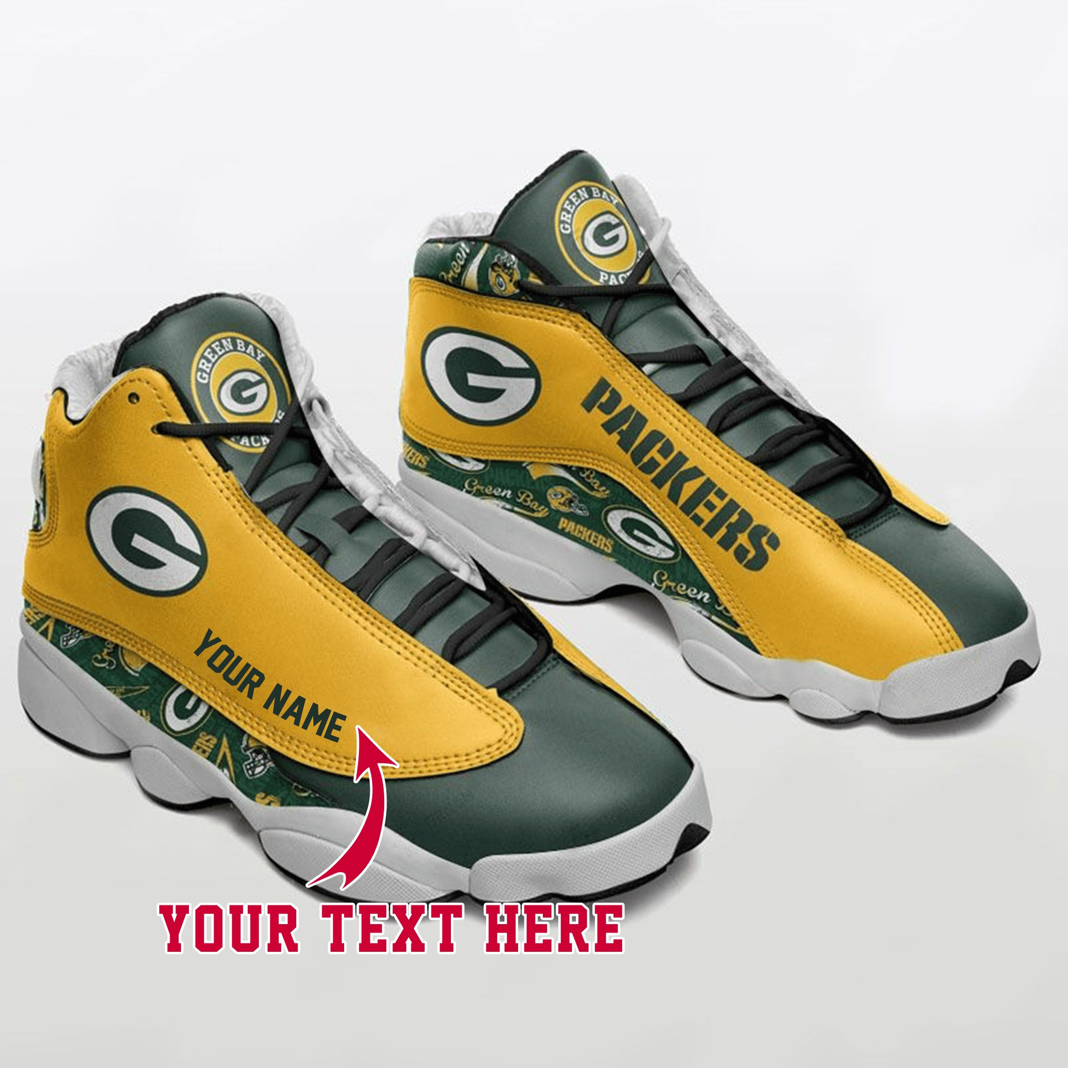 Green Bay Packers G Football Retro Custom Air Jordan 13 Shoes Personalize Name Sport Sneakers ybstb JD13 V2217