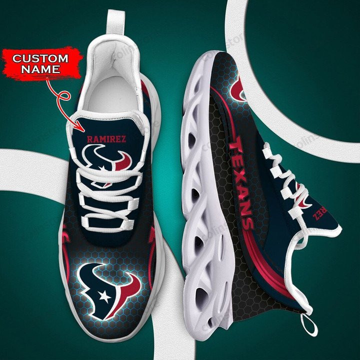 Houston Texans Blue Custom Name 3D Max Soul Sneaker Shoes MS3198