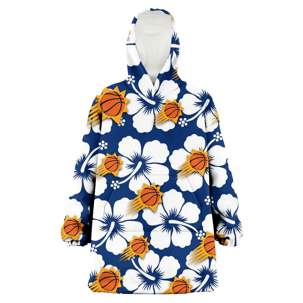 Phoenix Suns Modern White Hibiscus Navy Background 3D Printed Hoodie Blanket Snug Hoodie