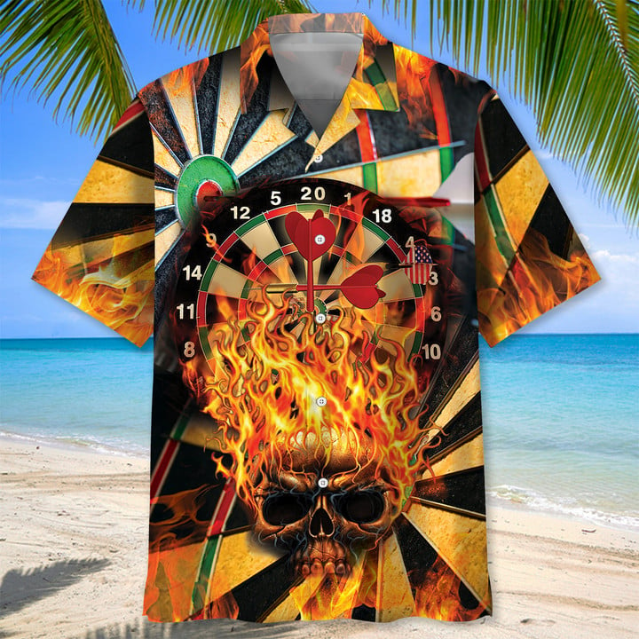 Darts Skull Hawaiian Shirt, Gift For Dart Lover