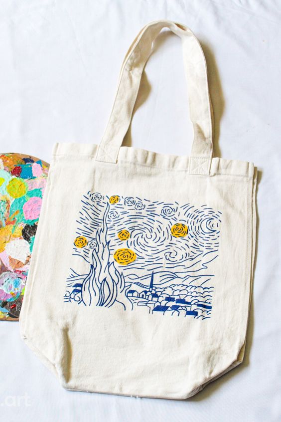 totebag de Van Gogh, Canvas Tote Bags, Tote Bag Design, Tote Bag Idea