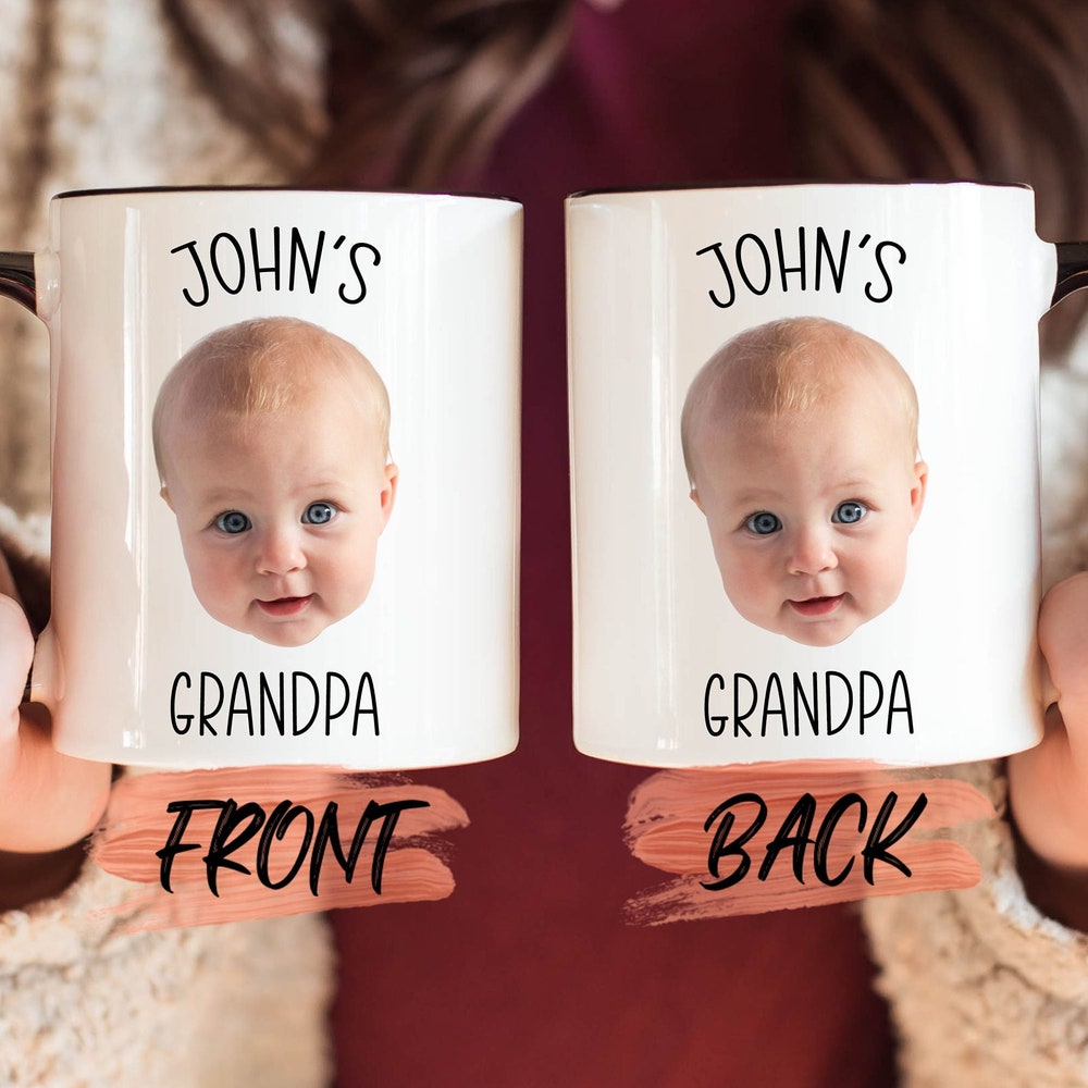 Grandpa Mug Gift, Personalized Baby Face Photo Mug For Grandpa Birthday, Baby Face Coffee Mug, Grandpa Gift, Custom Face Mug For Fathers Day Hoodiehome Store Prowallart