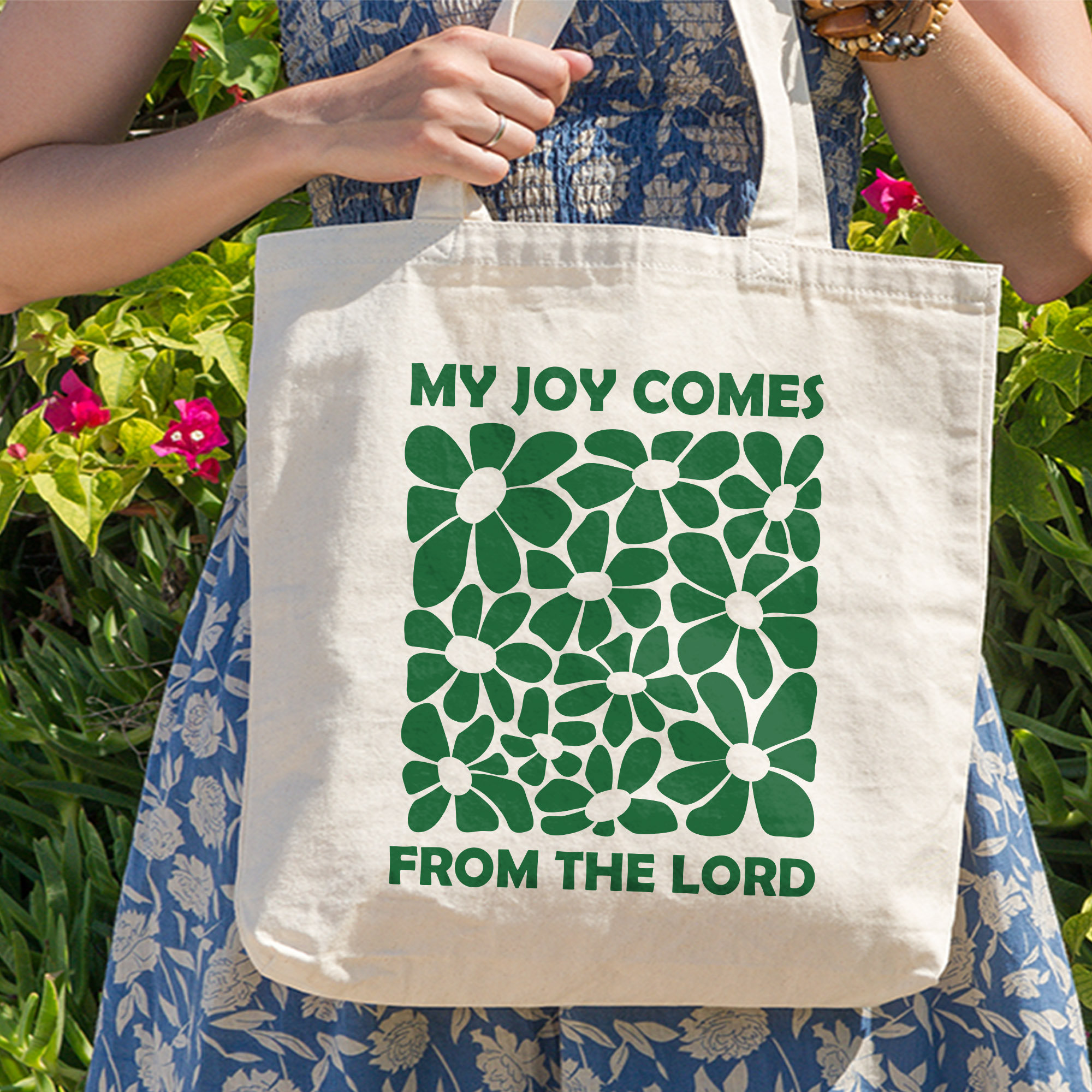 Joy Comes From The Lord Christian Tote Bag, Christian Merch Catholic Bible Bag, Christian Bag, God Tote Bag, Jesus Tote Bag, Christian Gift