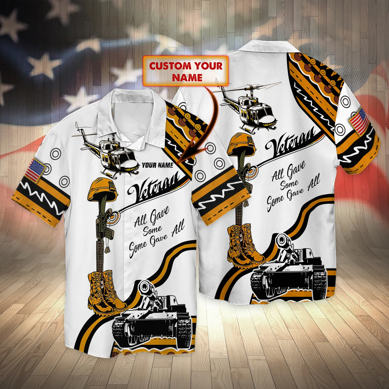 Veteran Personalized Name 3D Hawaiian Shirt, Gift For Veteran