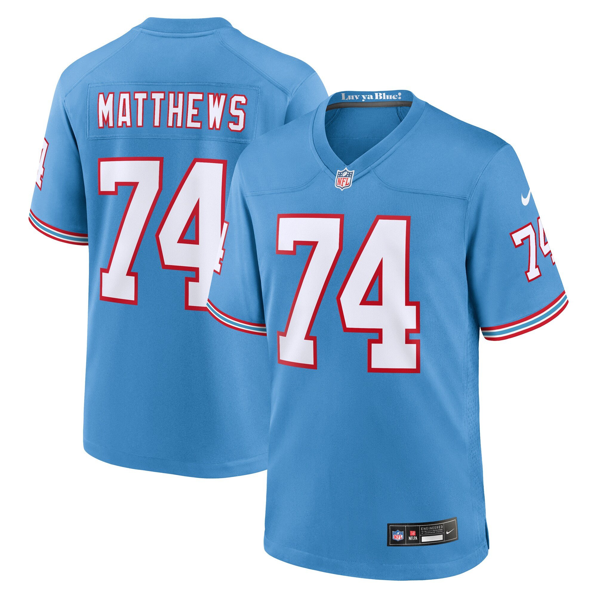 Bruce Matthews Houston Oilers Throwback Light Blue Jersey – All Stitched