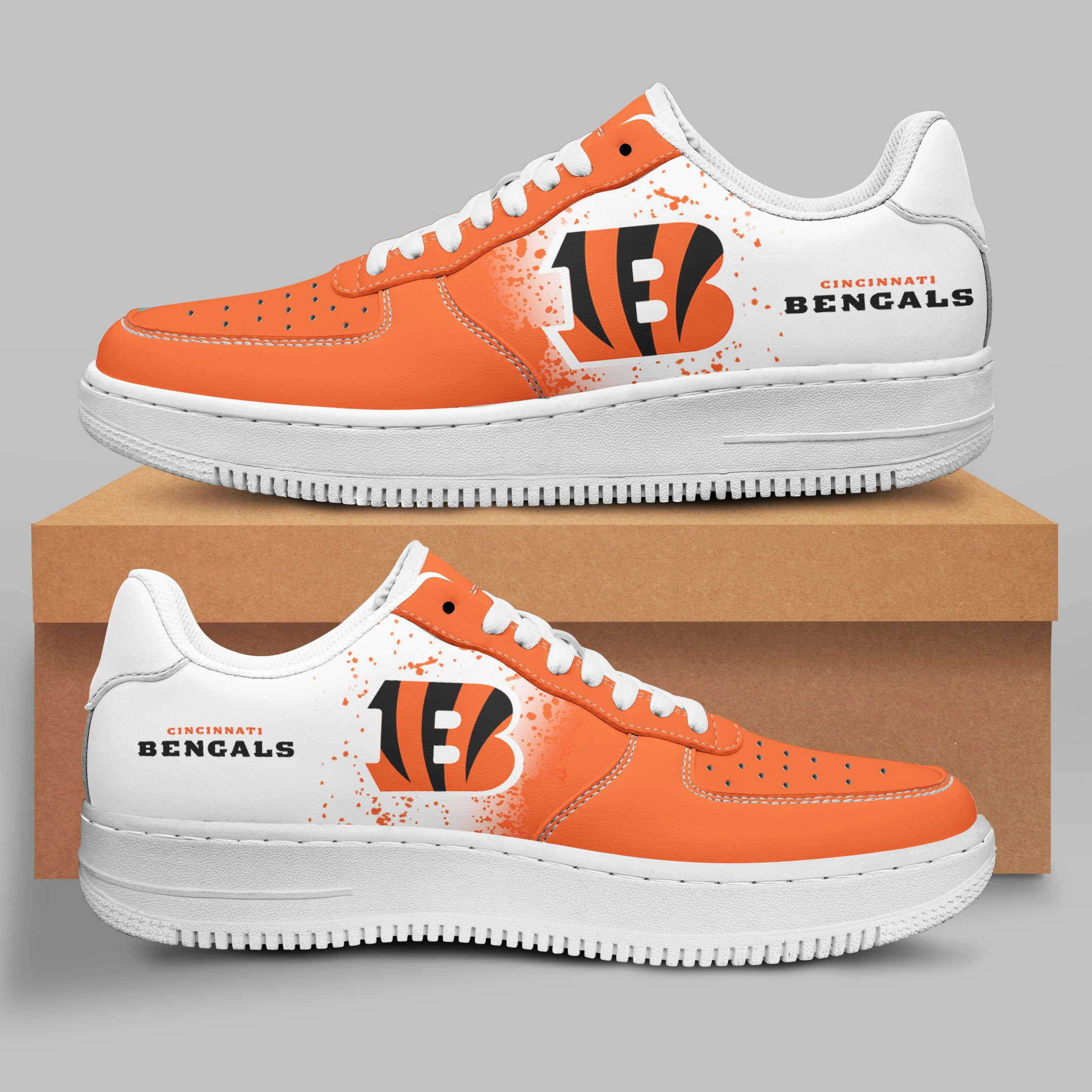 Cincinnati Bengals Ink Pattern Air Force 1 Shoes Sneakers