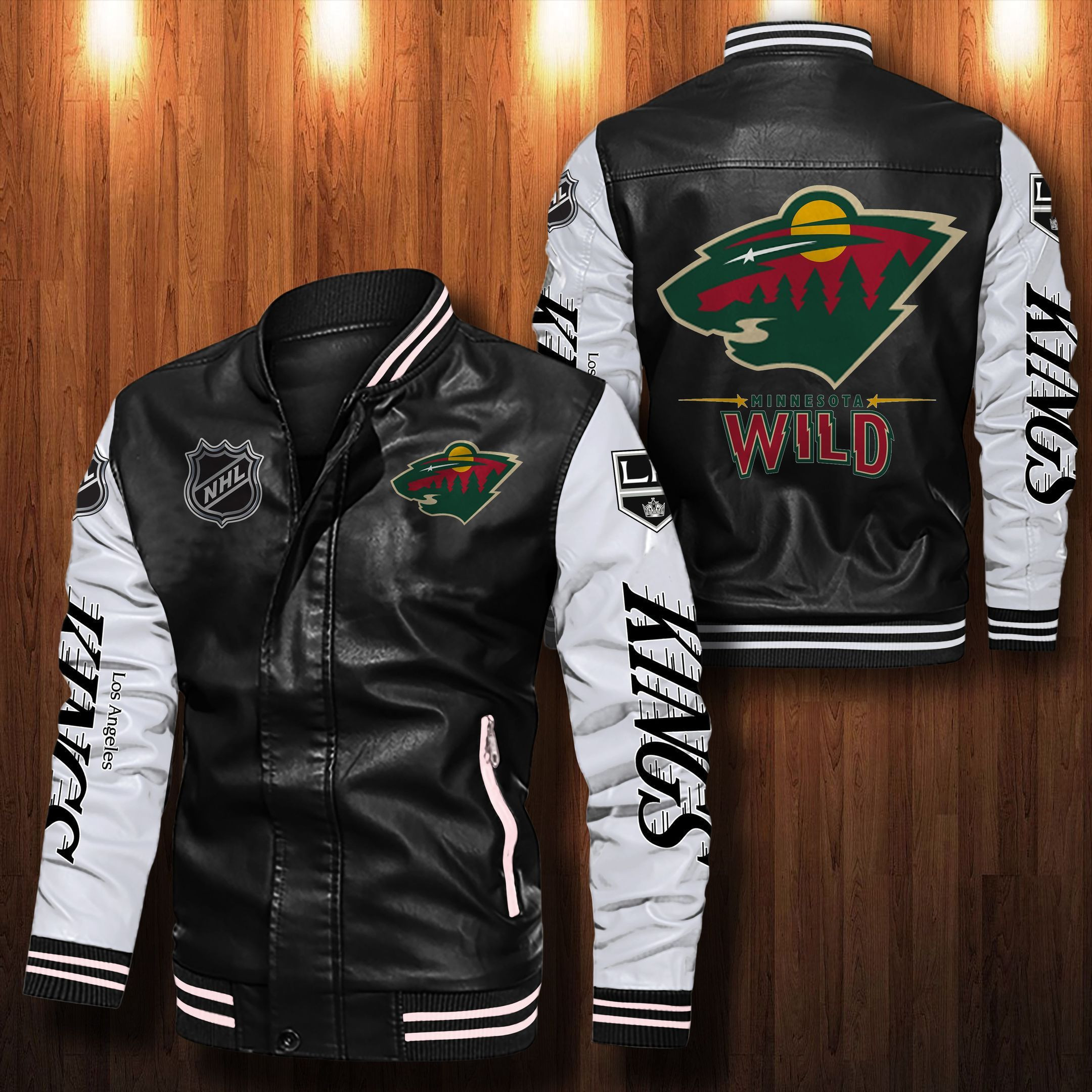 Minnesota Wild Leather Varsity Jacket Bomber Coat