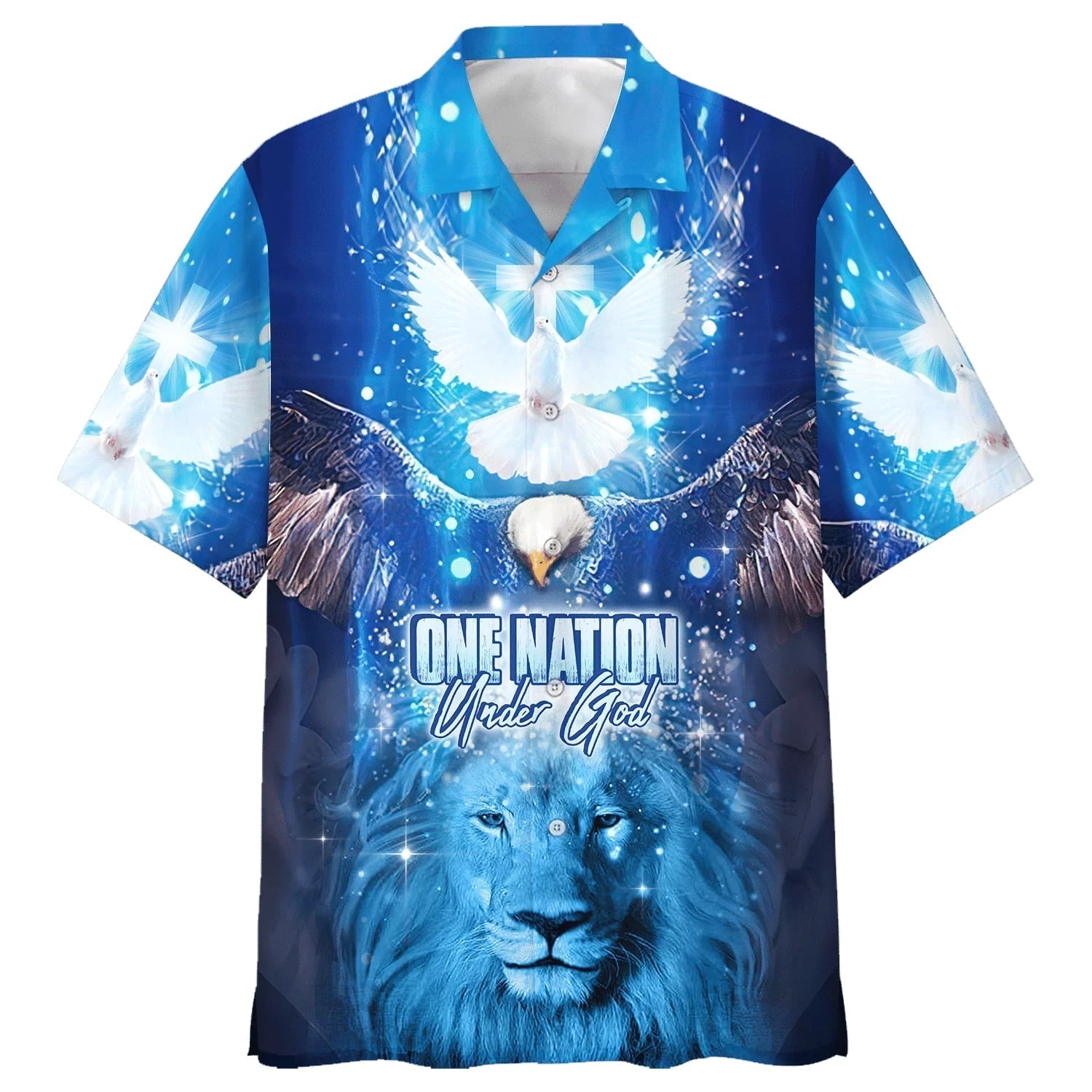 One Nation Under God Lion Hawaiian Shirt – Best Hawaiian Shirts – Christian Hawaiian Shirt