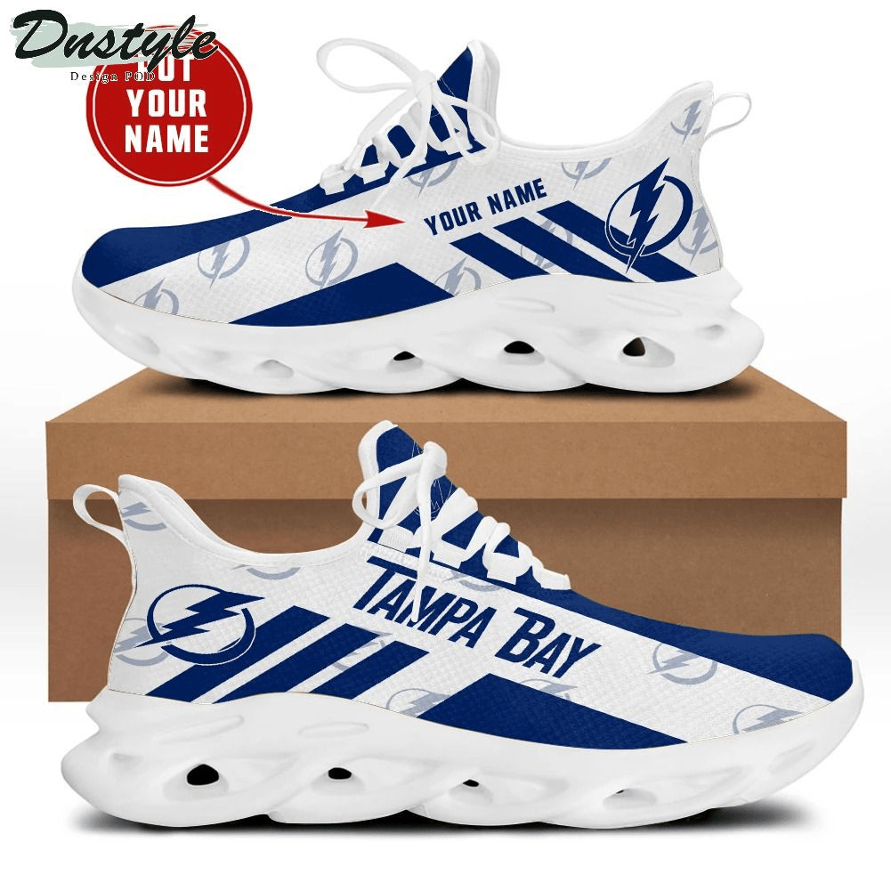 Tampa Bay Lightning Custom Name White Blue Max Soul Shoes