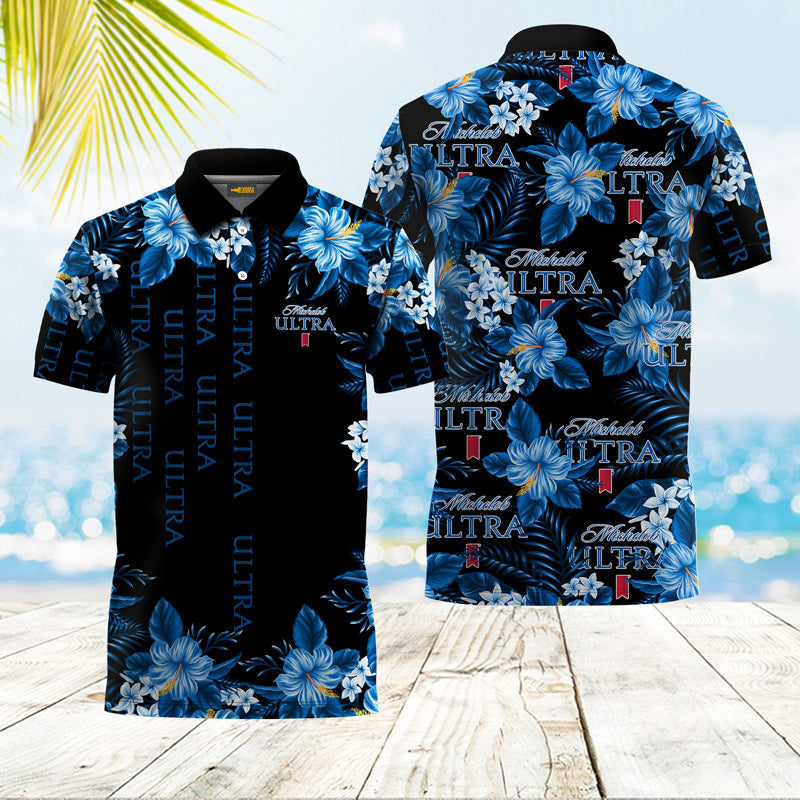 Michelob Ultra Blue Hibiscus Polo Shirt