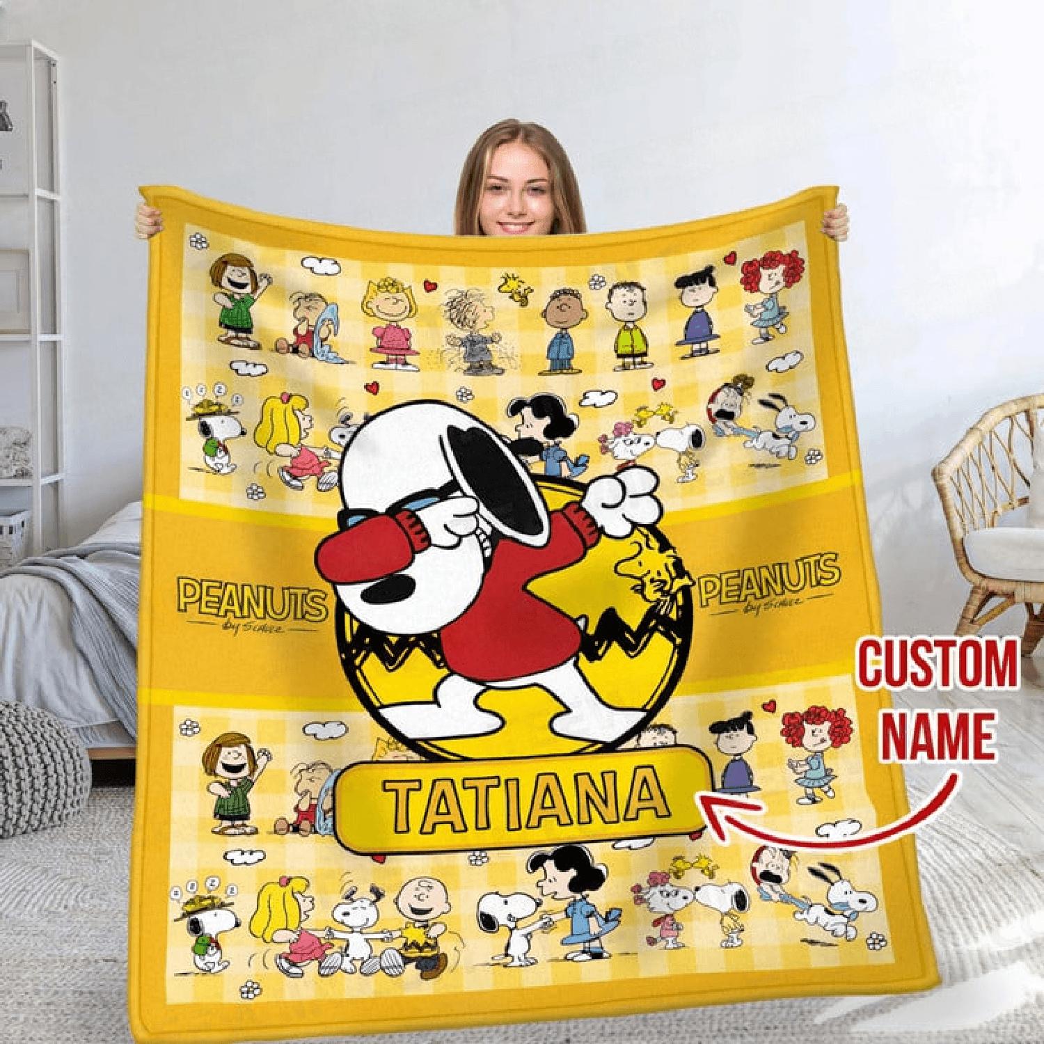 Personalized Snoopy Lovers Blanket, The Dog And Friends Custom Name Snoopy Blanket, Baby Shower Blanket Dn100 X Odenshop Fashion Bespoketshirt Collections