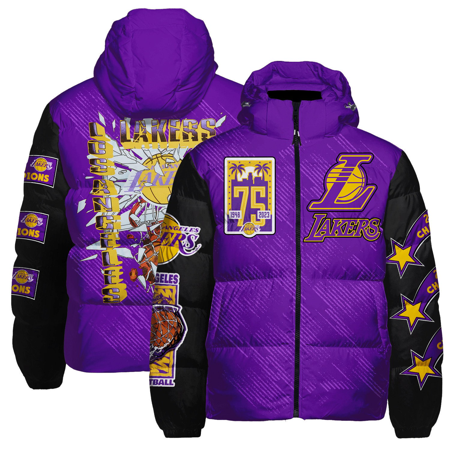 Los Angeles Lakers National Basketball Association Unisex Puffer Jacket Down Jacket STM