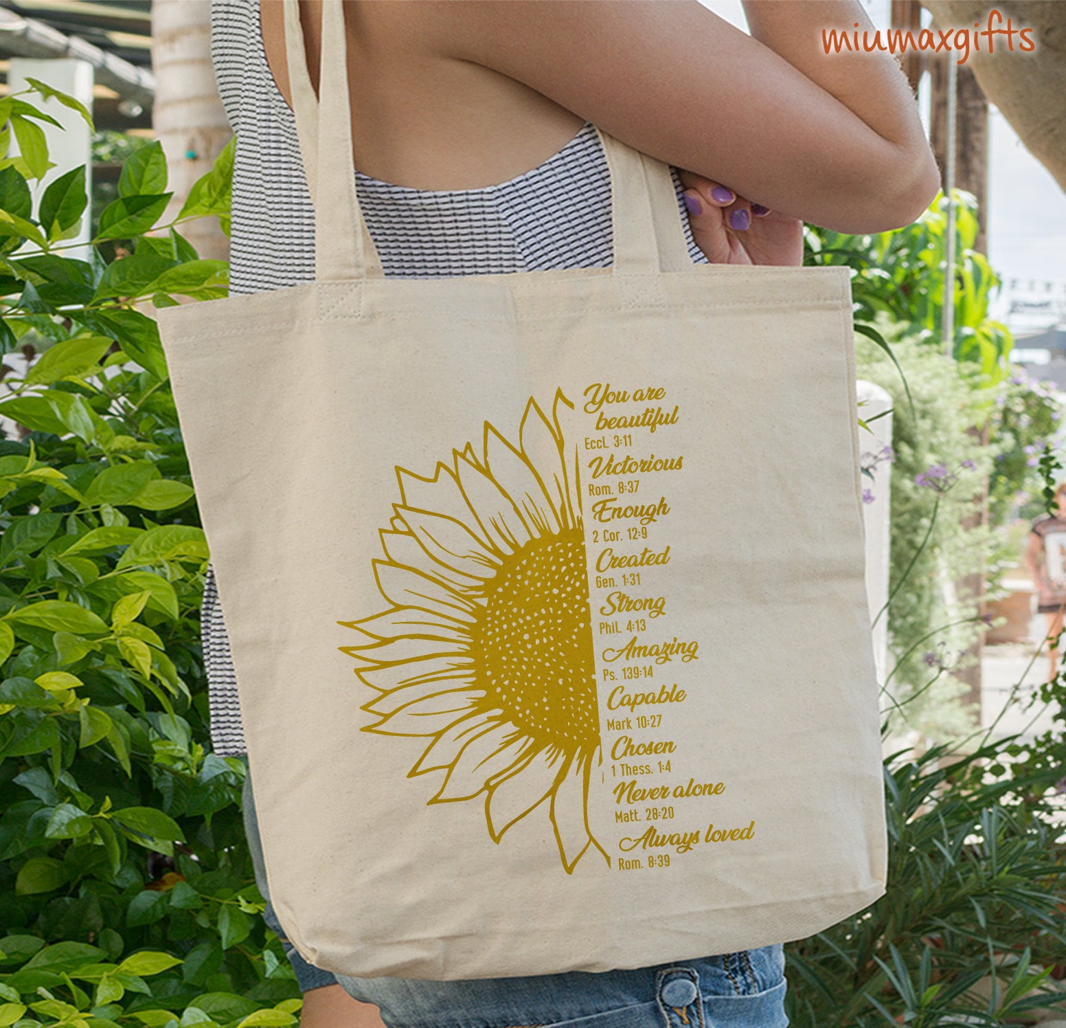 Christian Tote Bag, Sunflower Tote Bag, Bible Verse Tote Bag, Jesus Tote Bag, God Tote Bag, You Are Chosen, Eco Friendly Tote Bag