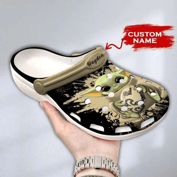 Baby Yoda New Orleans Saints Custom Name Crocss Clog Comfortable Shoes Ver611