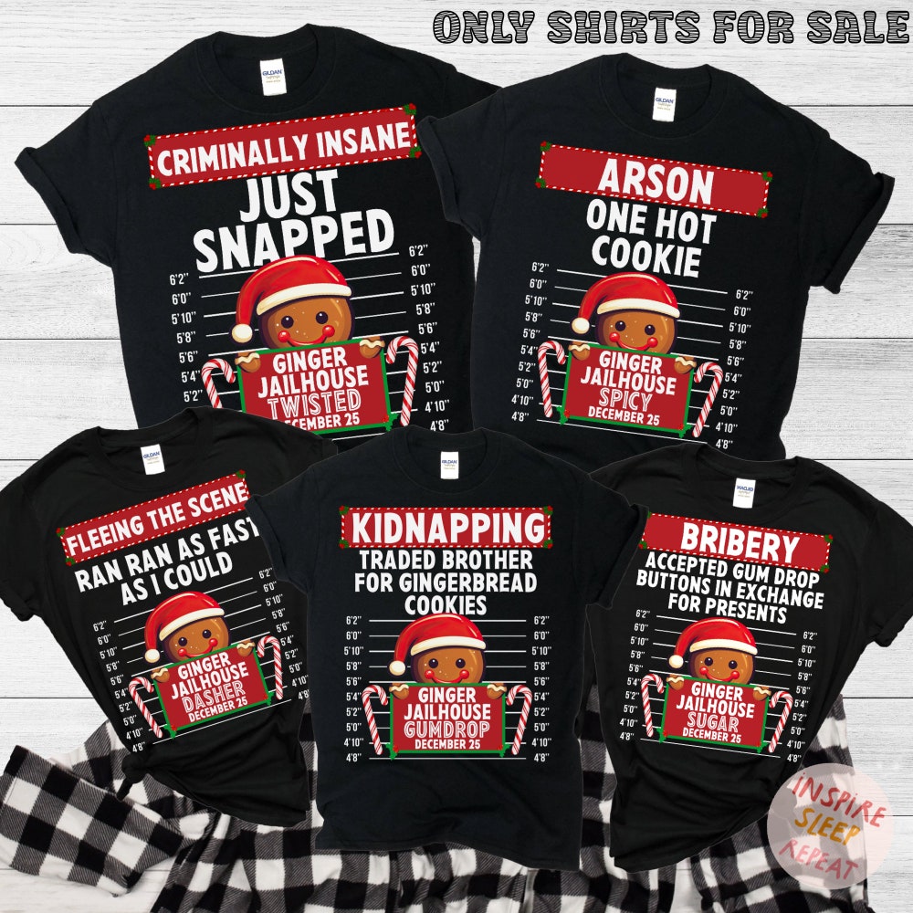 Family Christmas Shirt, Group Matching Christmas Outfits, Funny Gingerbread Inmate Christmas Party Tees, Matching Family Christmas Shirts Wear Art, Own The Look