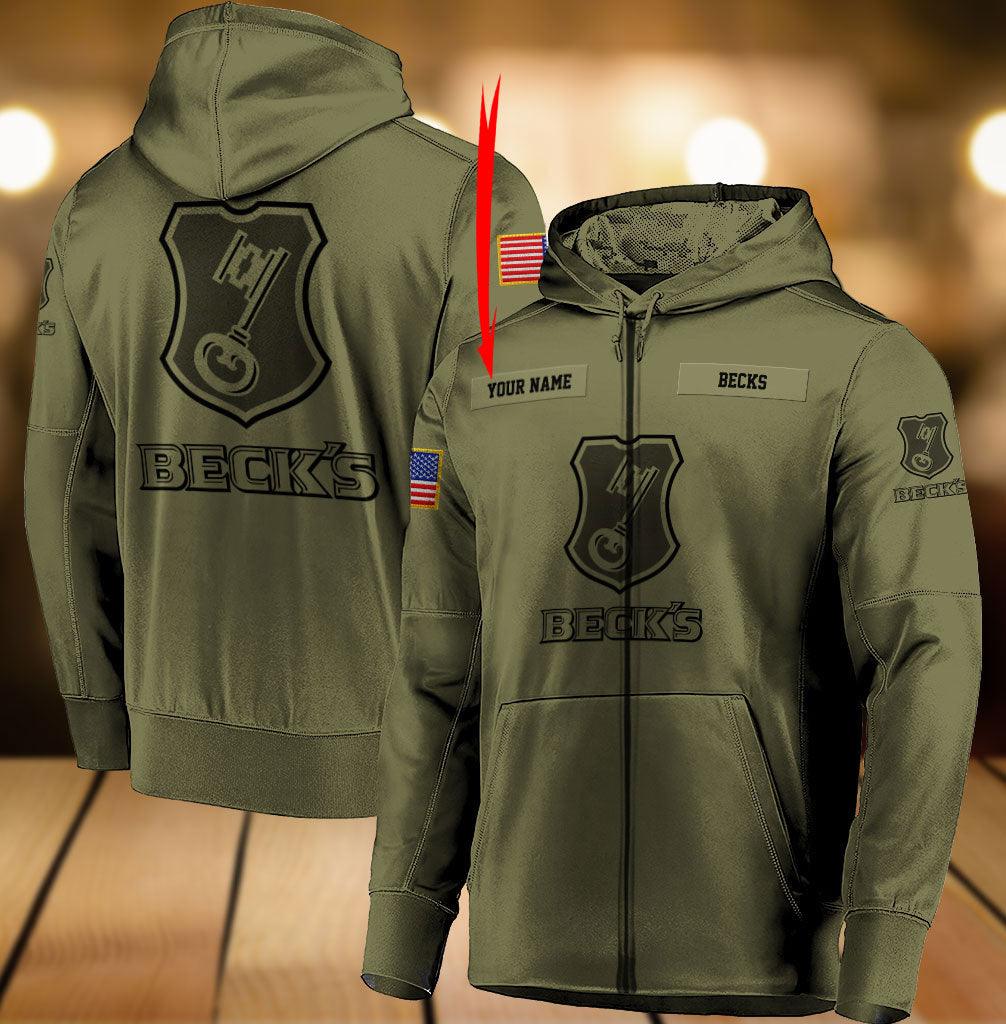 Personalized Military Green Beck’S Beer Hoodie & Zip Hoodie