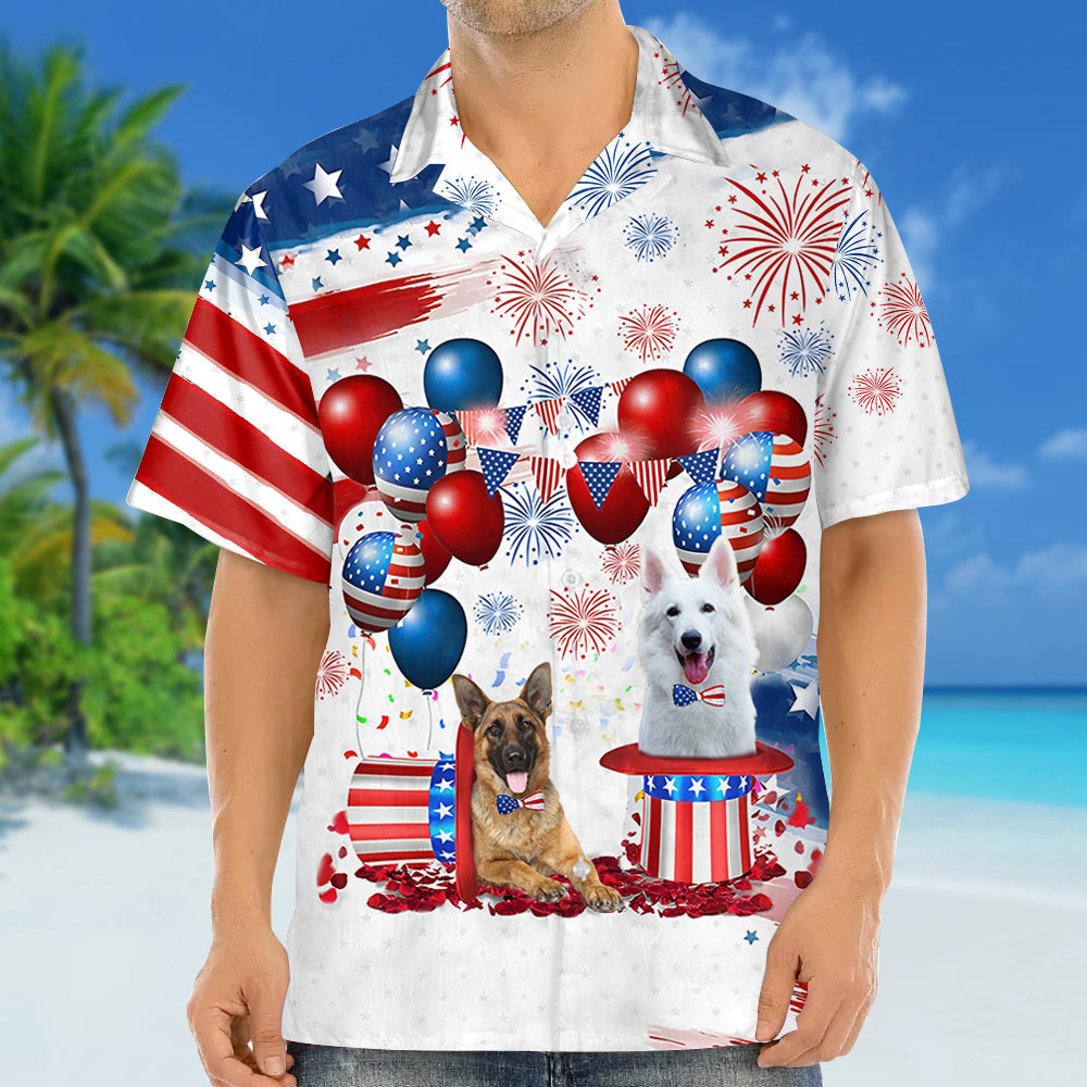 German Shepherd Independence Day Hawaiian Shirt, Dog Hawaii Beach Shirt Short Sleeve For 4Th Of July