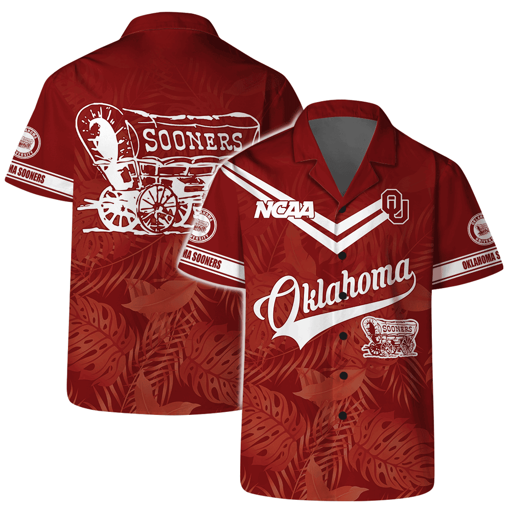 Ncaa Oklahoma Sooners Team Logo On Back 3D Hawaiian Shirt
