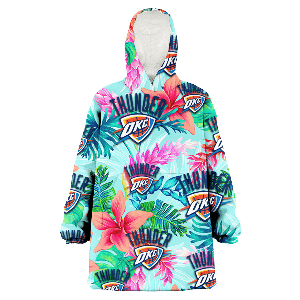 Oklahoma City Thunder Coral Porcelain Flower Violet Orchid Light Blue Background 3D Printed Hoodie Blanket Snug Hoodie