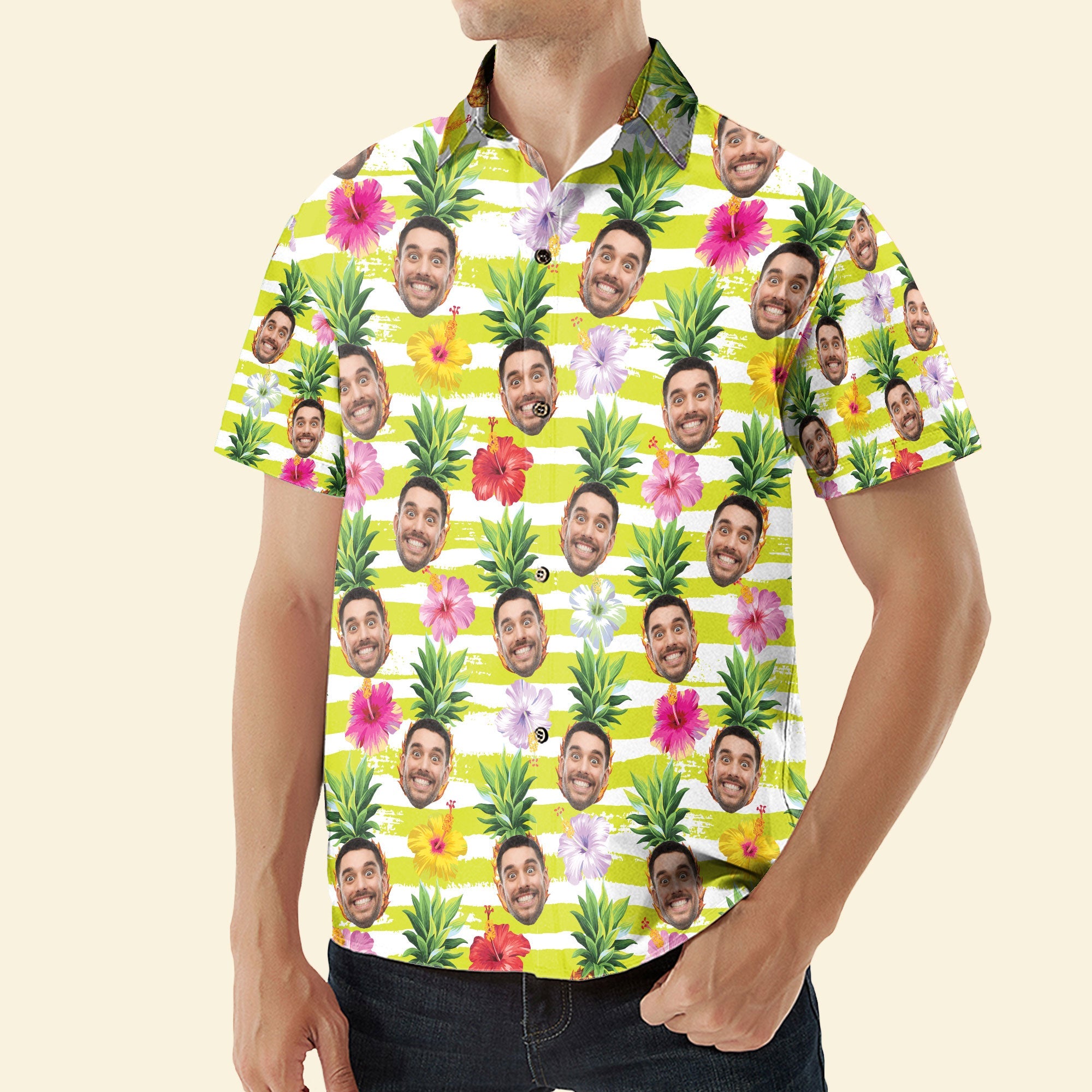 Funny Custom Face With Pineapple – Personalized Hawaiian Shirt