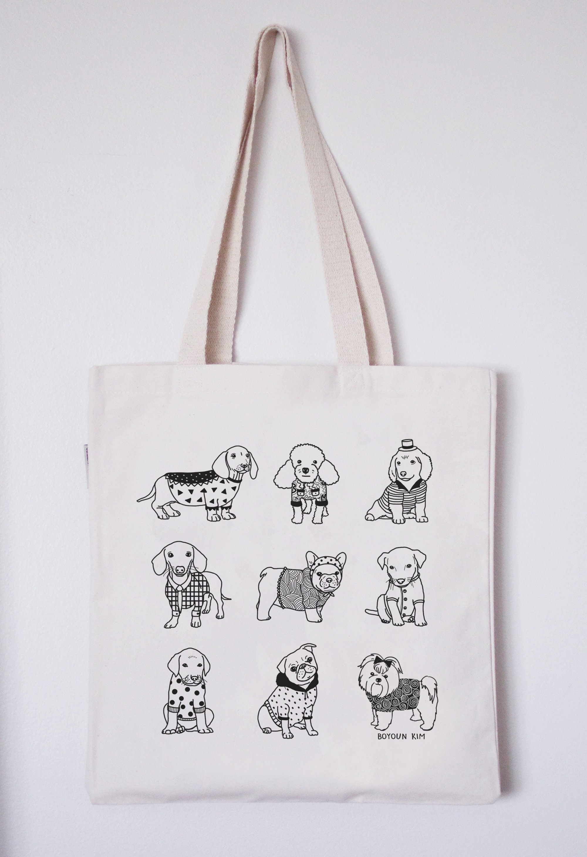 Organic Cotton Heavy Canvas Tote Bag-Puppies