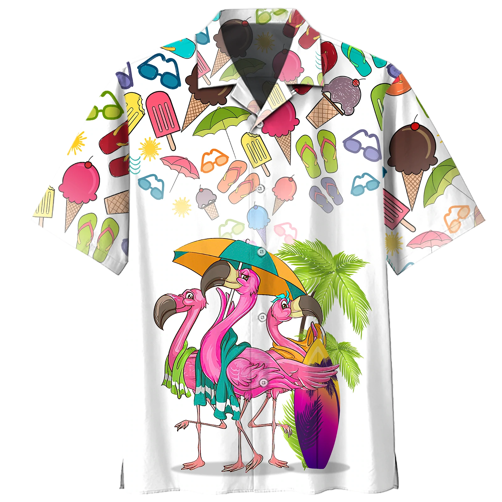 Summer Flammingo Beach Hippie Hawaiian Shirt