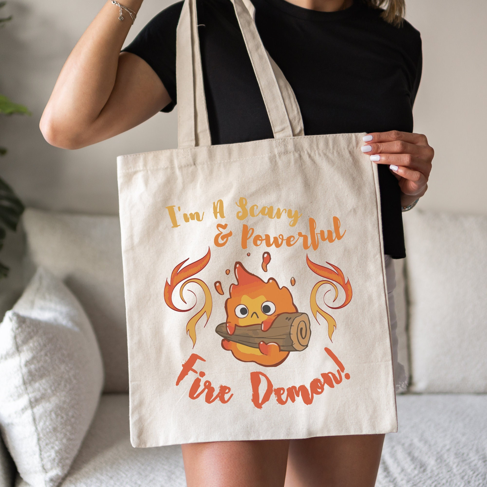 Calcifer Scary & Powerful Fire Demon Tote Bag