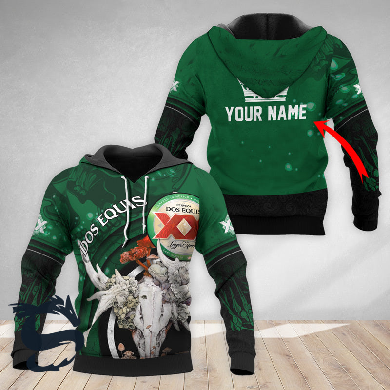 Personalized Dos Equis Deer Skull With Mushrooms Hoodie & Zip Hoodie