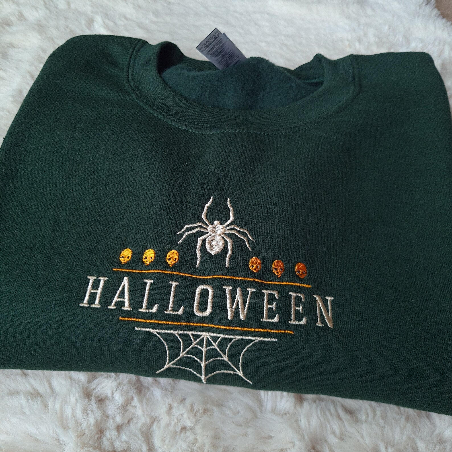 Halloween Spider Embroidered Sweatshirt 2D Crewneck Sweatshirt All Over Print Sweatshirt For Women Sweatshirt For Men Sws3882 Embroidered T-Shirt Sweatshirt Hoodie