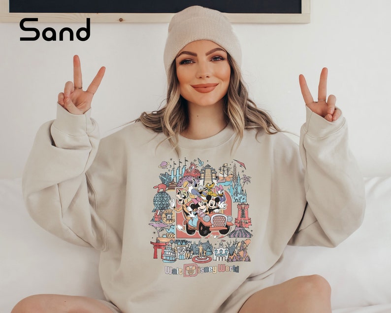 Vintage Retro Disney World Sweatshirt, Custom Character Mickey Minnie Sweatshirt, Mickey Vintage Retro Shirt, Vintage Disney Shirt