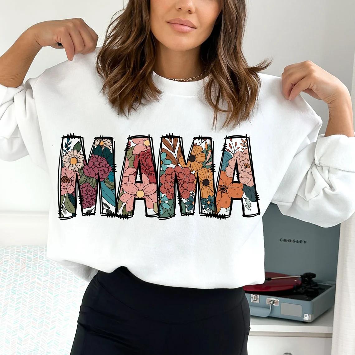 Floral Mama Sweatshirt, Mama Flower Sweater, Mama Flower Shirt, Mama Floral Sweater, Mama Groovy Sweatshirt, Mom Groovy Shirt, Mama Graphic Sweater, Floral Mama Shirt, Motherâs day Sweater