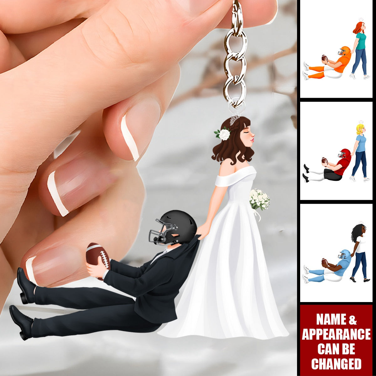 Football Couple - Personalized Acrylic Keychain - Valentine'S Day Gifts For Football Lover Fashion24Hs