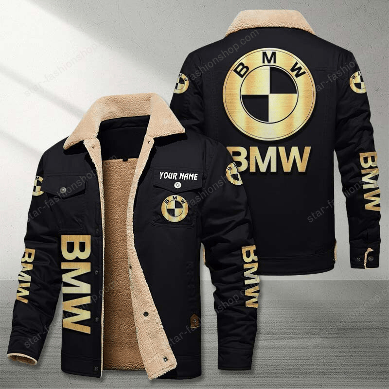 BMW Car Black Custom Name Stand Collar Jacket