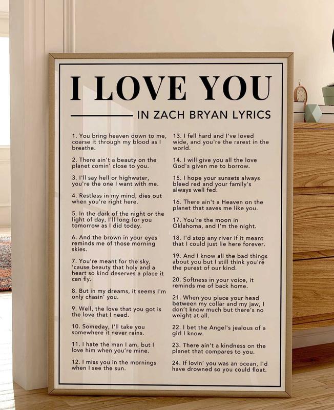 Wall Art , I Love You In Lyrics Poster, Coastal Cowgirl Poster, Tour Merch, Wall Art Print