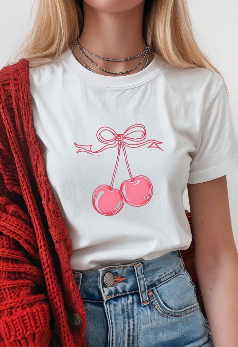 Shirt Ideas, cherry ribbon tshirt, c …