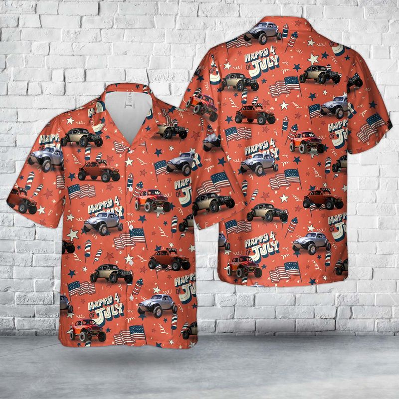 Baja Bug 4Th Of July Hawaiian Shirt, Short Sleeve Hawaiian Shirt For Men