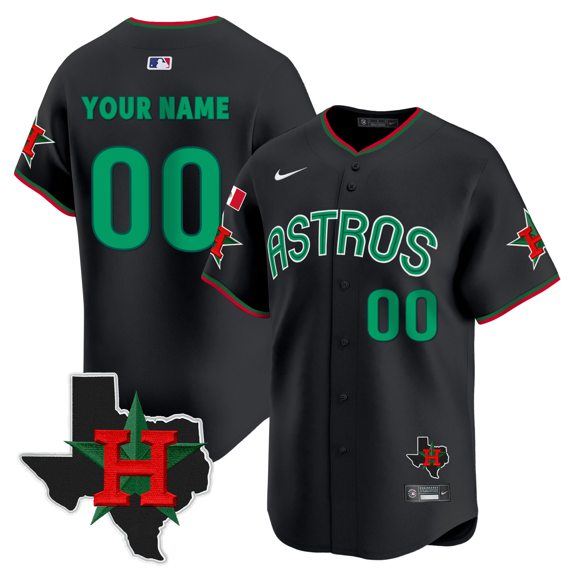 Astros Mexico Texas Patch Vapor Premier Limited Custom Jersey V3 – All Stitched