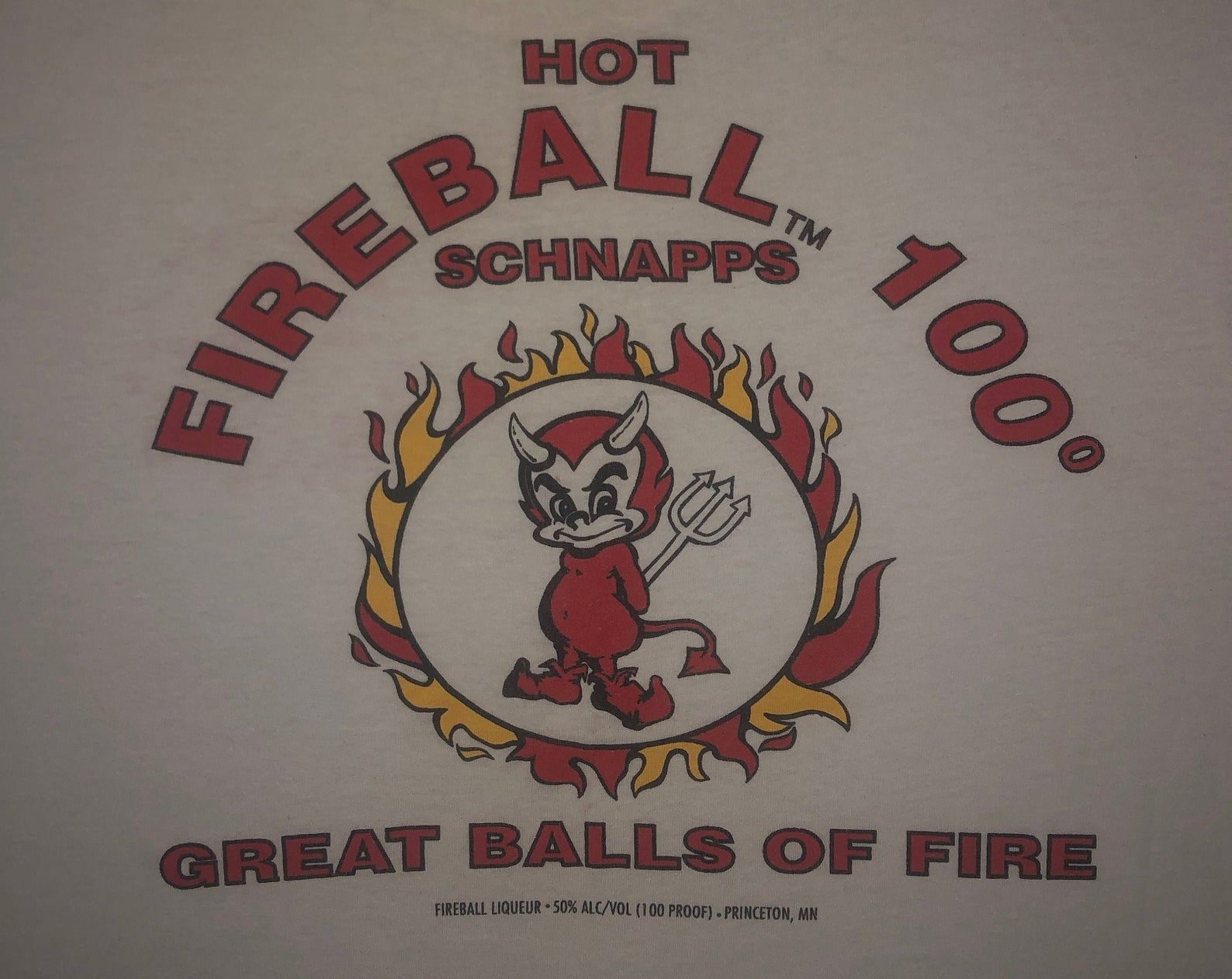 Vintage 1980S Fireball Cinnamon Schnapps T Shirt Screen Stars Soft Thin 80S